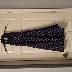 Black and Purple Polka Dot Halter Dress